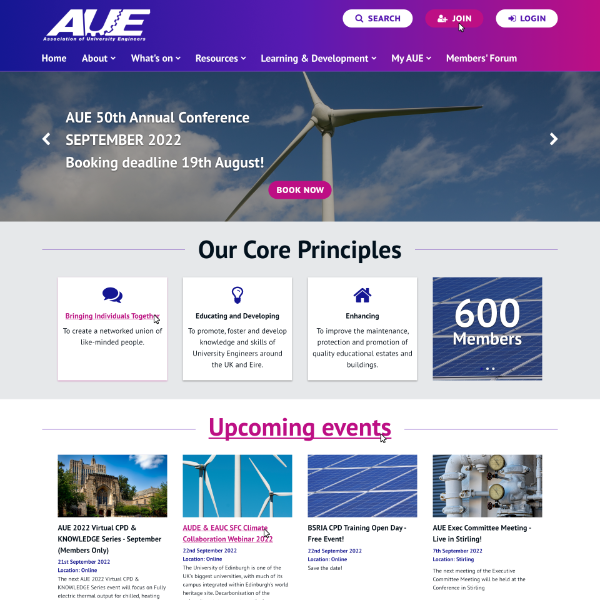 AUE Website mockup